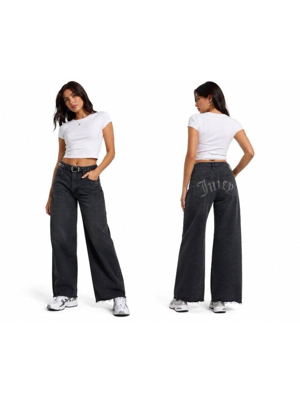 JUICY COUTURE jeans wide leg charcoal 5/27 mcbling Y2K 2000s streetwear coquette